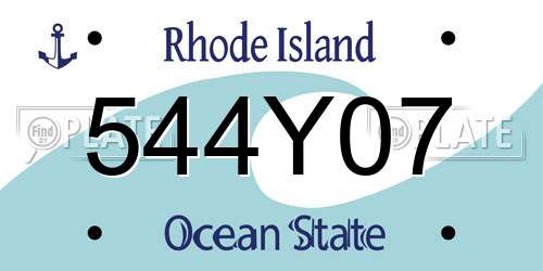 544Y07 Rhode Island License Plate