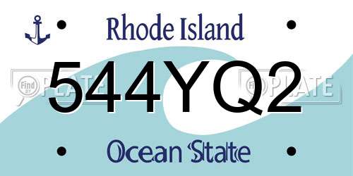 544YQ2 Rhode Island License Plate