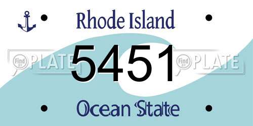 5451 Rhode Island License Plate
