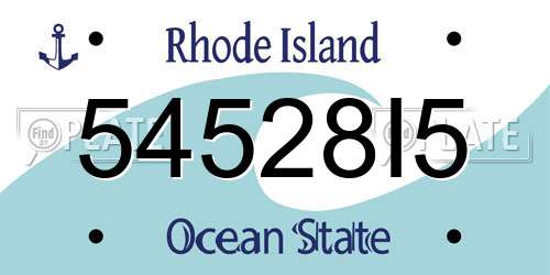 54528I5 Rhode Island License Plate