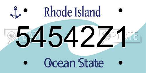 54542Z1 Rhode Island License Plate