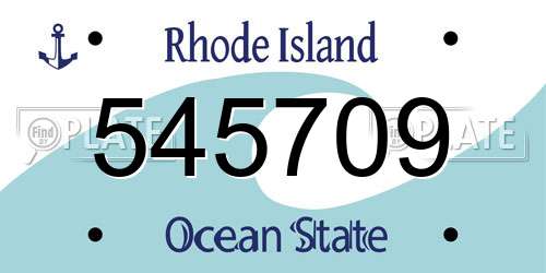 545709 Rhode Island License Plate