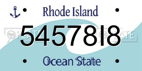 54578I8 Rhode Island License Plate