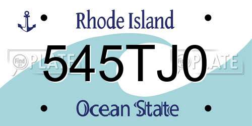 545TJ0 Rhode Island License Plate