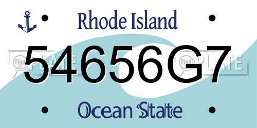 54656G7 Rhode Island License Plate