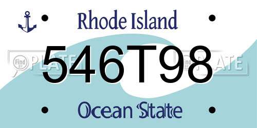 546T98 Rhode Island License Plate