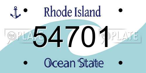 54701 Rhode Island License Plate
