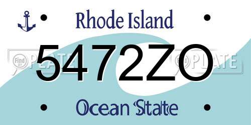 5472ZO Rhode Island License Plate