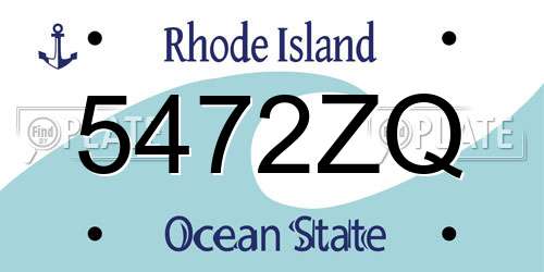 5472ZQ Rhode Island License Plate
