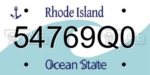 54769Q0 Rhode Island License Plate