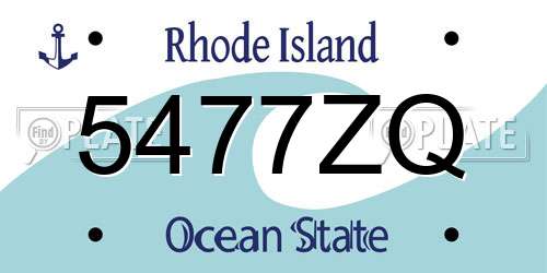 5477ZQ Rhode Island License Plate