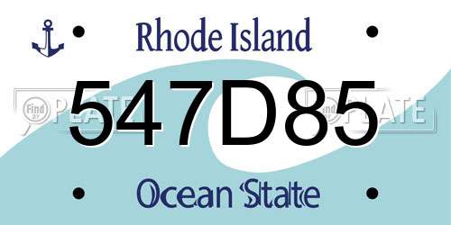 547D85 Rhode Island License Plate