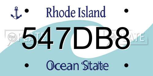 547DB8 Rhode Island License Plate