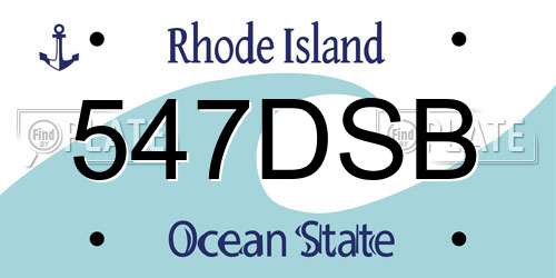 547DSB Rhode Island License Plate