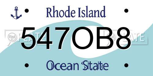 547OB8 Rhode Island License Plate