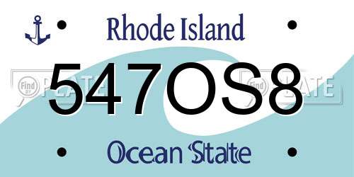 547OS8 Rhode Island License Plate