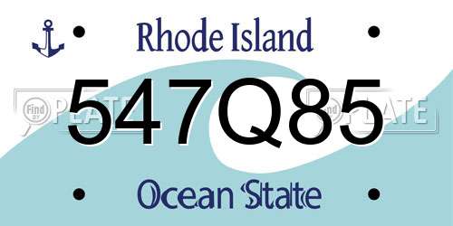 547Q85 Rhode Island License Plate