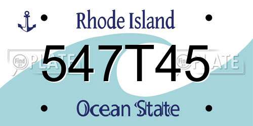 547T45 Rhode Island License Plate