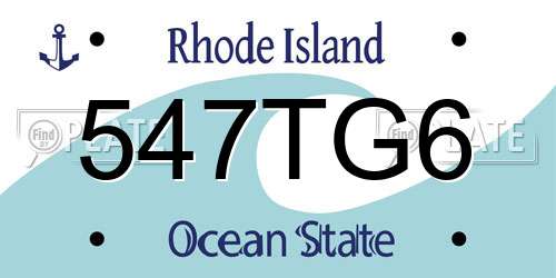 547TG6 Rhode Island License Plate