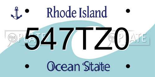 547TZ0 Rhode Island License Plate