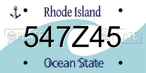 547Z45 Rhode Island License Plate