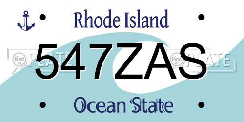 547ZAS Rhode Island License Plate