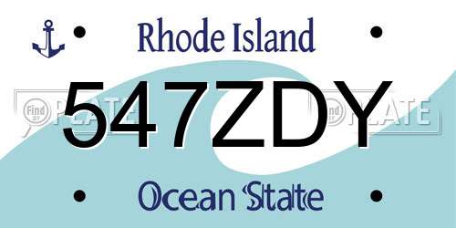 547ZDY Rhode Island License Plate