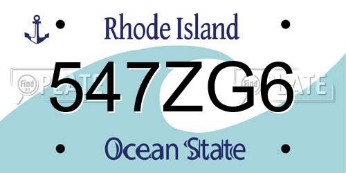 547ZG6 Rhode Island License Plate