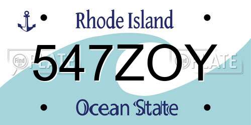 547ZOY Rhode Island License Plate