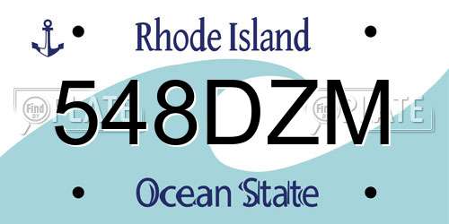 548DZM Rhode Island License Plate
