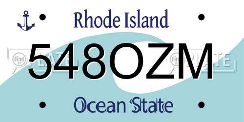 548OZM Rhode Island License Plate