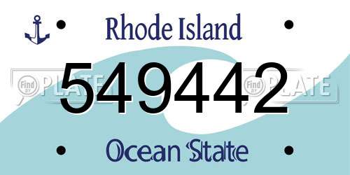 549442 Rhode Island License Plate