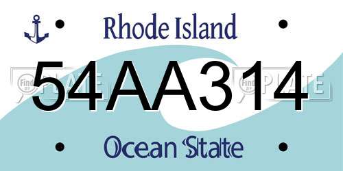 54AA314 Rhode Island License Plate