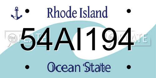 54AI194 Rhode Island License Plate