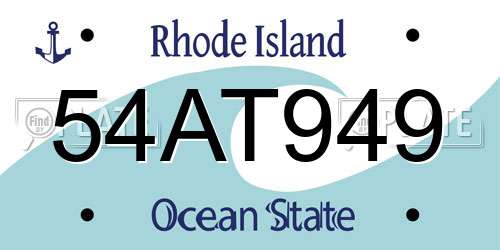 54AT949 Rhode Island License Plate