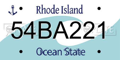 54BA221 Rhode Island License Plate