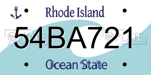 54BA721 Rhode Island License Plate