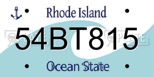54BT815 Rhode Island License Plate