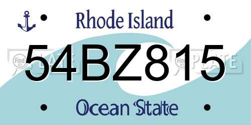 54BZ815 Rhode Island License Plate