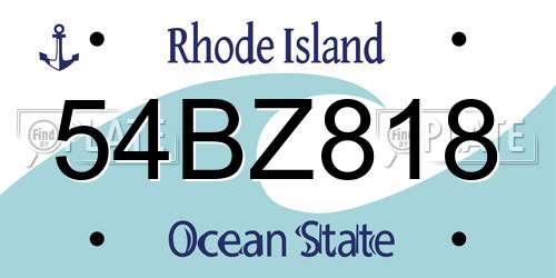 54BZ818 Rhode Island License Plate