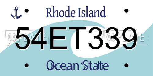 54ET339 Rhode Island License Plate