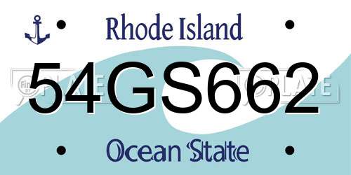54GS662 Rhode Island License Plate