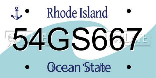 54GS667 Rhode Island License Plate