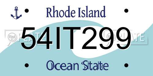 54IT299 Rhode Island License Plate