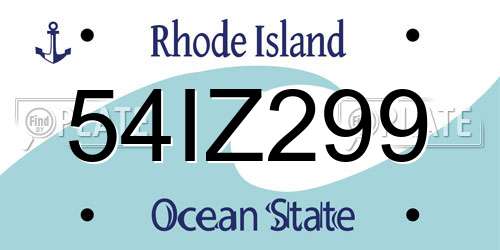 54IZ299 Rhode Island License Plate