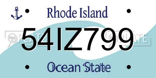 54IZ799 Rhode Island License Plate