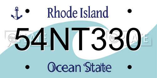 54NT330 Rhode Island License Plate