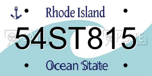 54ST815 Rhode Island License Plate