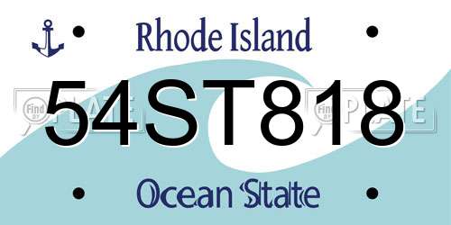 54ST818 Rhode Island License Plate
