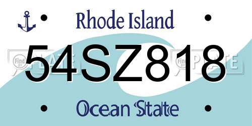 54SZ818 Rhode Island License Plate